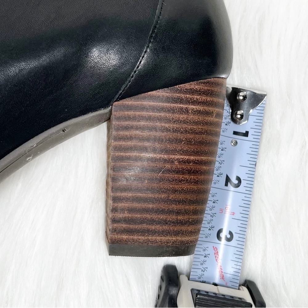 SOLD-Lucky Brand Black Leather Peep Toe Heel Shootie Ankle Boot Pumps - Picture 10 of 11